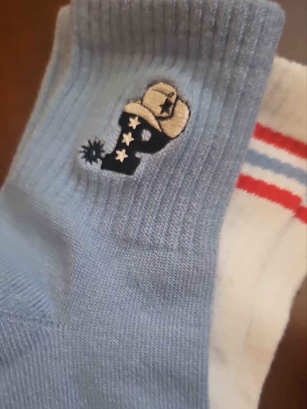 PINK Victoria's Secret Light Blue & White Athletic Crew Sock Duo - Picture 6 of 8